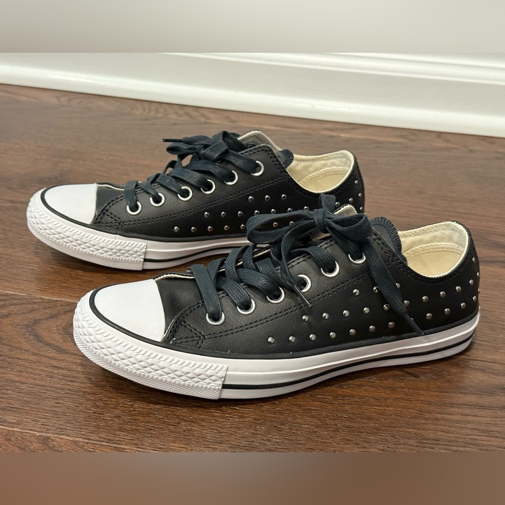 Converse Black Low Top Studded Sneakers - Picture 2 of 10